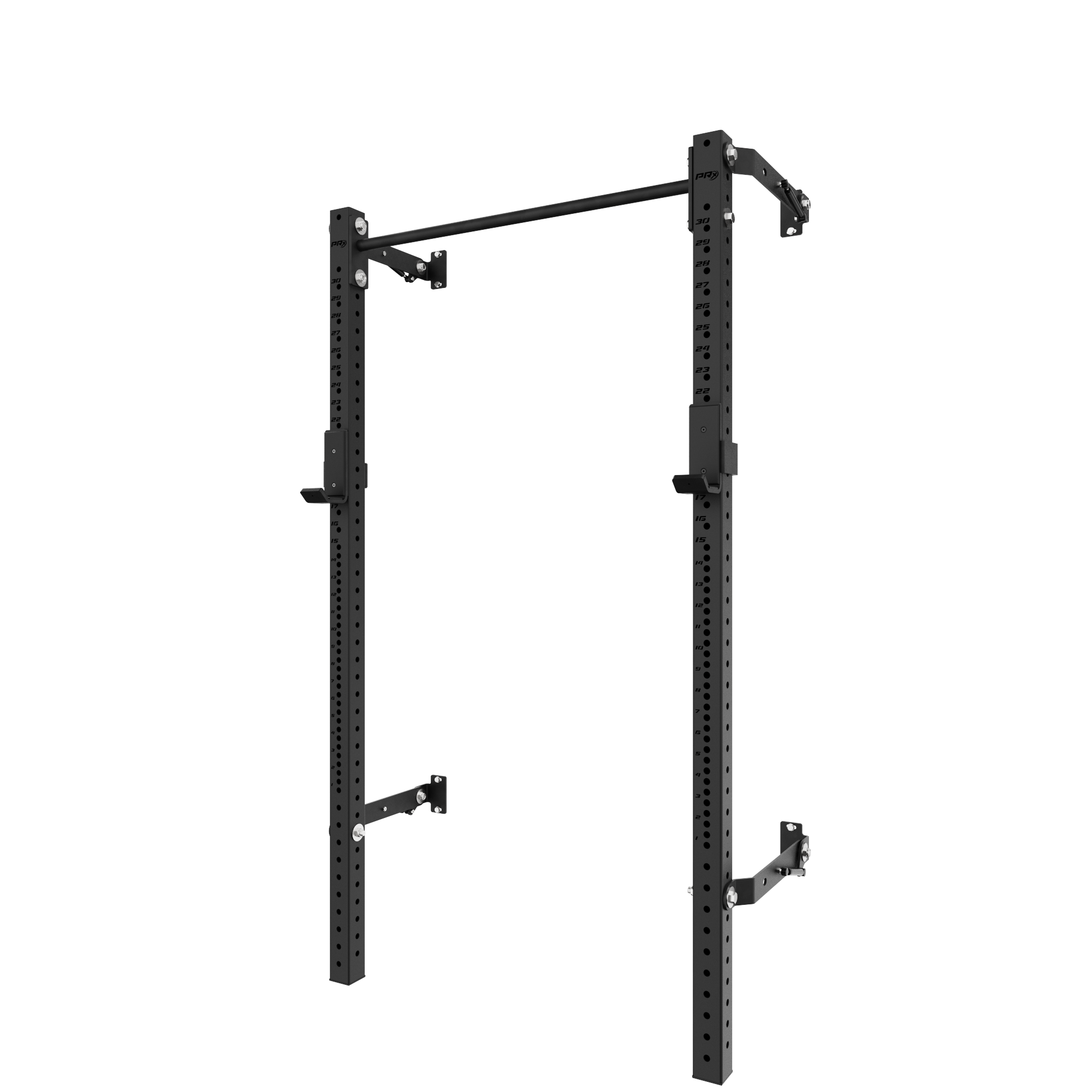 Adjustable power rack featuring a pull-up bar and sturdy support posts for home gym workouts.
