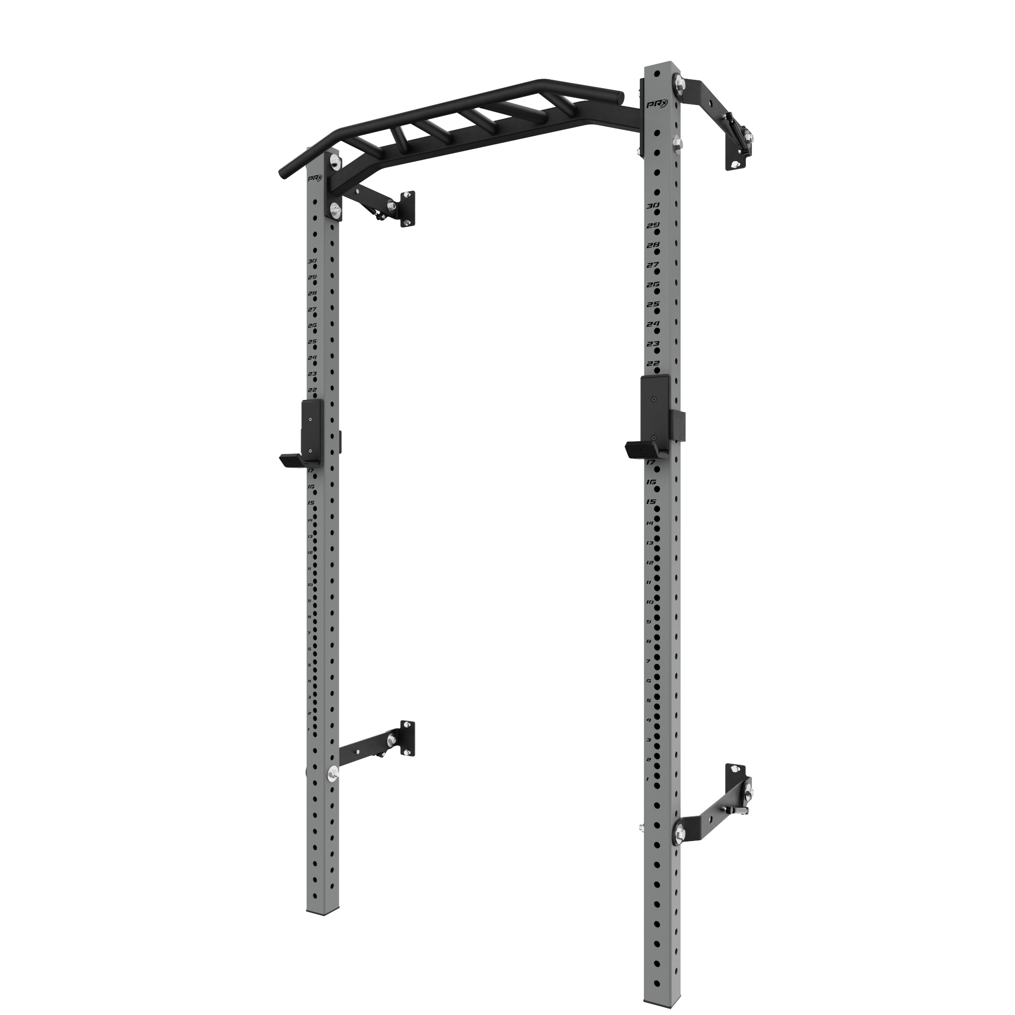 Heavy-duty pull-up bar with adjustable height mounted on a squat rack frame, featuring a black finish and durable steel construction, perfect for home gym setups and strength training.