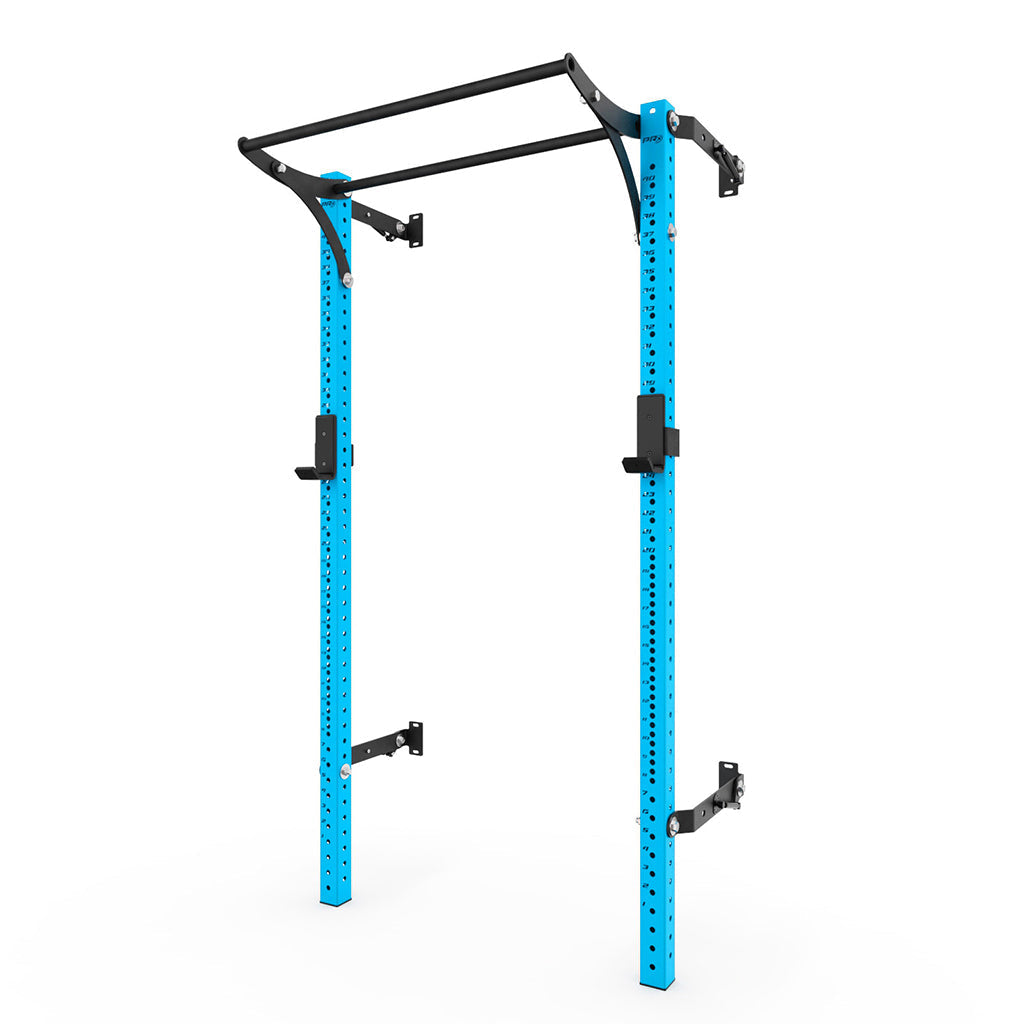 Blue Pro Squat Rack with Pull-up Bar Heavy-duty home gym equipment designed for strength training, featuring adjustable height settings and a sturdy frame for squats, pull-ups, and other workouts.